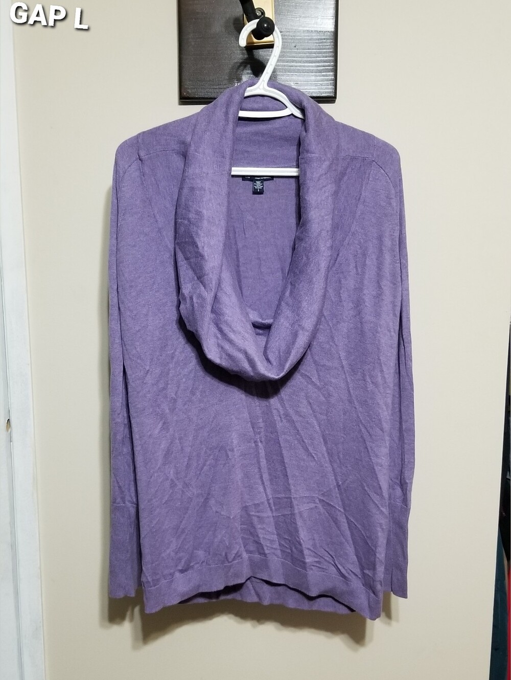 GAP Purple Cowl Neck Sweater Large Cotton Silk